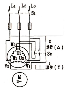 鼠籠式電動(dòng)機(jī)星三角降壓?jiǎn)?dòng)原理線路圖